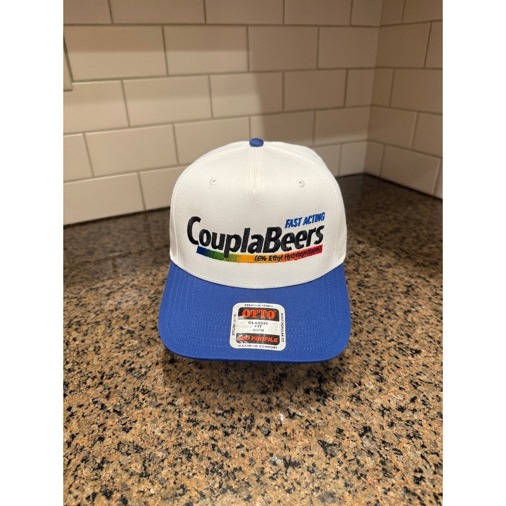 CouplaBeers OTTO Snapback Hat Mens OSFM White Blue Cotton Polyester